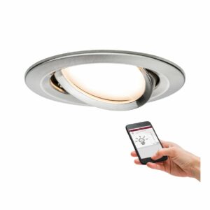 Paulmann Smart Home Zigbee LED Einbauleuchte Nova Plus eisen gebürstet, dimmbar, rund, schwenkbar