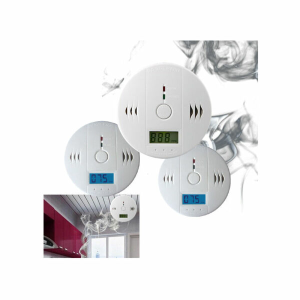 CO Melder Alarm Kohlenmonoxid 3x Gasmelder Rauchmelder Gaswarner LCD Anzeige Kohlenmonoxidmelder Brandschutz CO Sensor - Weiß - Swanew