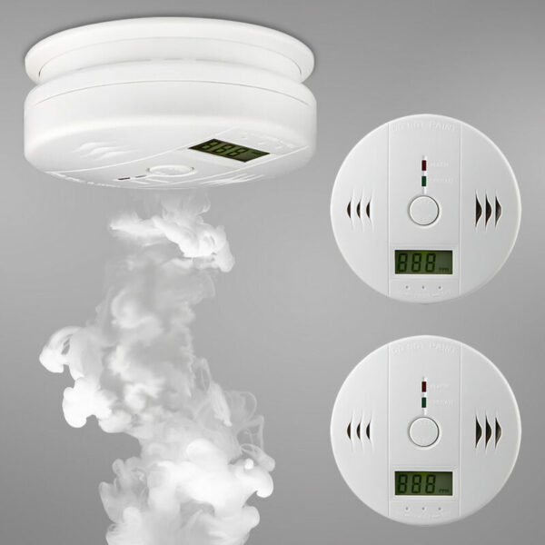 CO Melder Alarm Kohlenmonoxid 3x Gasmelder Rauchmelder Gaswarner LCD Anzeige Kohlenmonoxidmelder Brandschutz CO Sensor - Weiß - Vingo