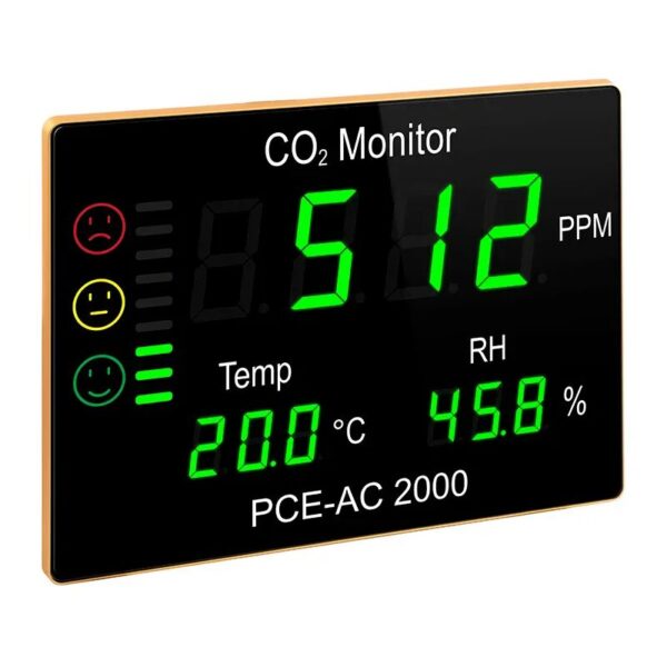 Pceinstruments - CO2 Messgerät / CO2 Monitor pce-ac 2000 Großanzeige / mit Bargraph / wartungfreier CO2-Sensor