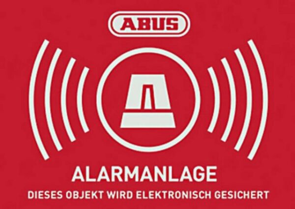 ABUS Warnschild "ABUS AU1423 Warnaufkleber Alarmanlage Sprachen Deutsch (B x H) 74 mm x 52.5 mm"