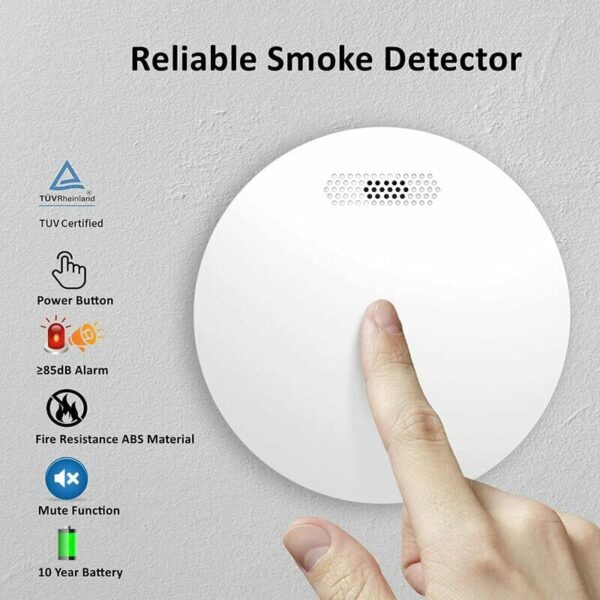 Rauchmelder, Rauchmelder, Schall- und Lichtmelder, Smart Wireless Smoke Sensor 12031mm One Piece