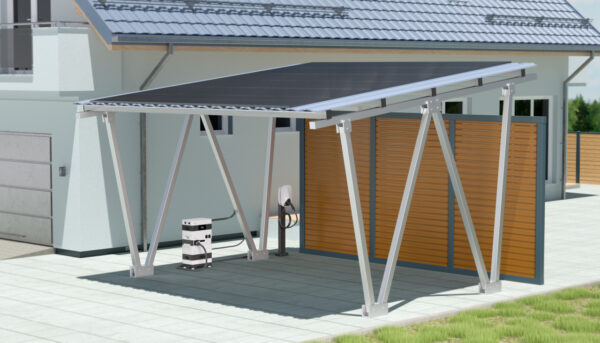Sunlit Twin Solar Carport 12 Solarmodule, 4,3 kWh Speicher, Wallbox