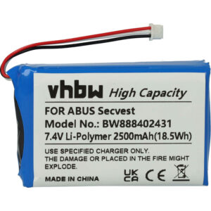Akku kompatibel mit abus Secvest FUAA50600, FUAA50xxx Alarmanlage, Alarmsystem (2500mAh, 7,4V, Li-Polymer) - Vhbw