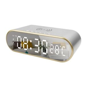 yozhiqu Digitale 15 W kabellose Ladeuhr, Dual-Alarm Alarmsirene (Schlummerfunktion, Nachtlicht, Temperatur)